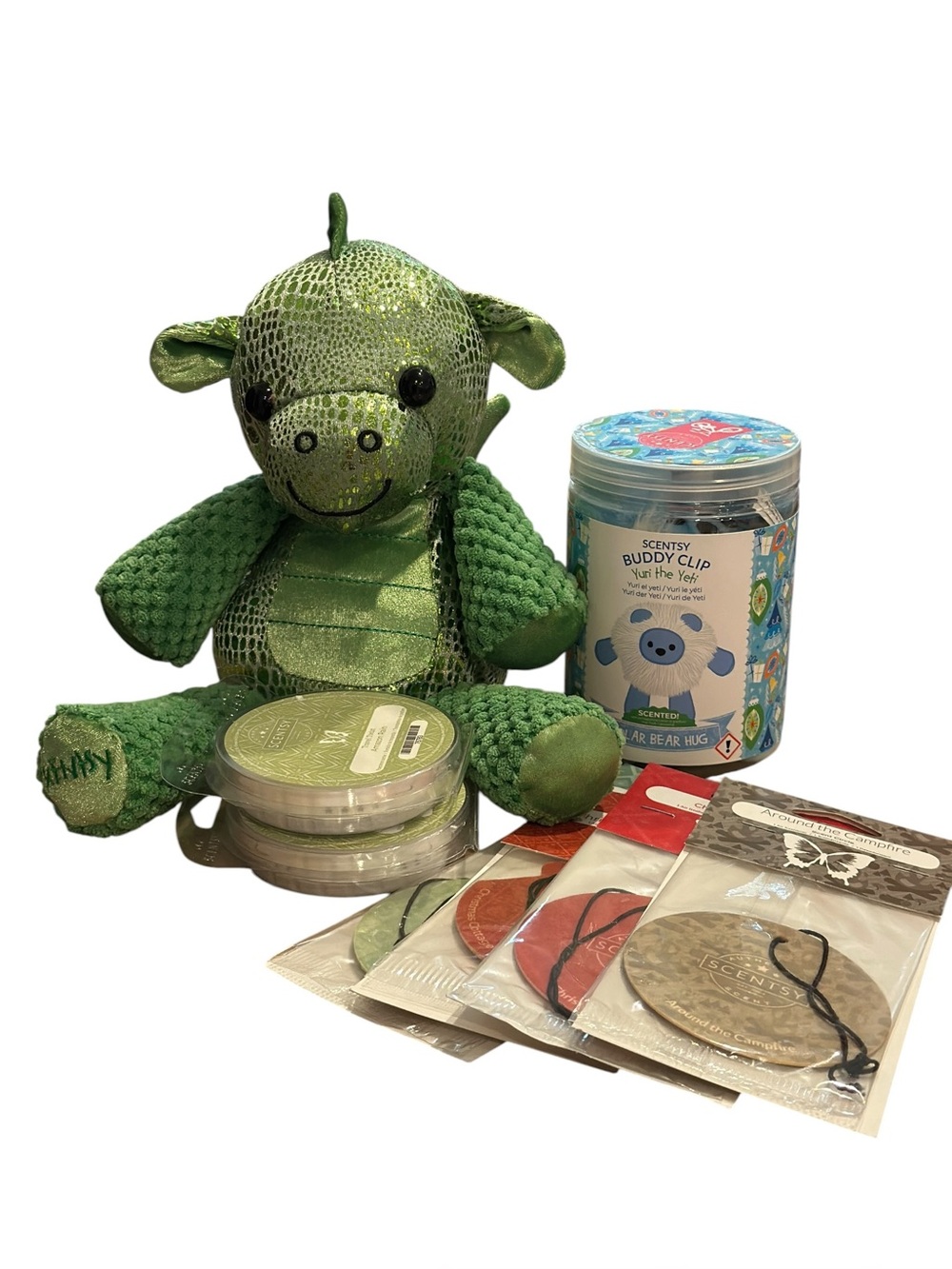 NEW Scentsy Bundle Buddy Dragon Scout 4 Scent Circle + Yuri Yeti Buddy Clip